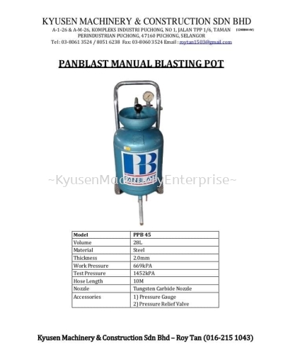 Panblast Manual Blasting Pot PPB-45