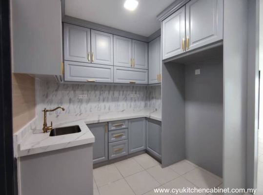 White Color Nyatoh Kitchen Cabinet