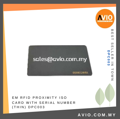 Door Access Control EM RFID ID Proximity ISO Card with Serial Number 125KHz 0.84mm Thickness Thin Black Modern DPC003