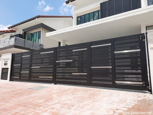 Steel Hairline Design (Silver) Folding Gate