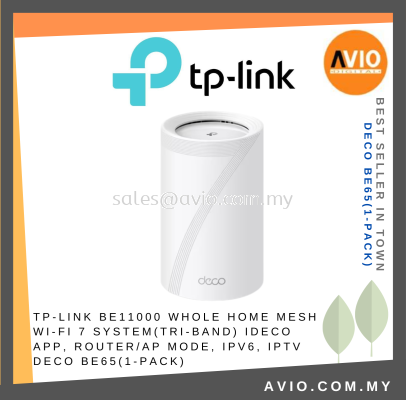 TP-LINK BE11000 Whole Home Mesh Wi-Fi 7 System(Tri-Band) IDeco App, Router/AP Mode, Deco BE65(1-pack