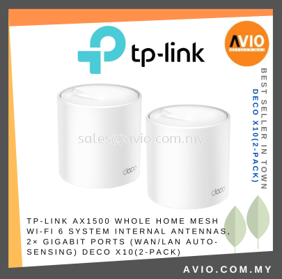 TP-LINK AX1500 Whole Home Mesh Wi-Fi 6 System Internal Antennas Deco X10(2-pack)