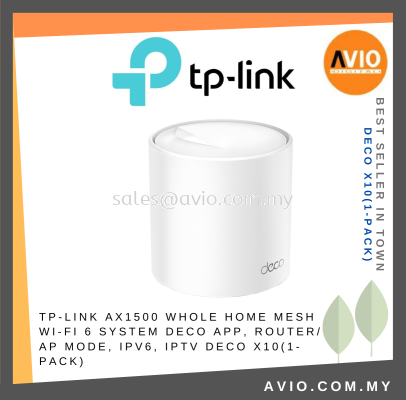 TP-LINK AX1500 Whole Home Mesh Wi-Fi 6 System Deco App, Router/AP Mode Deco X10(1-pack)