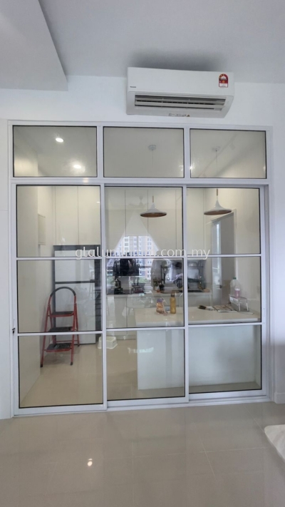 sliding doors 3 panels + Above fit glass @ Emerald Hills, Alam Damai 