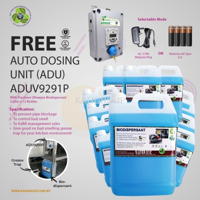 Purchase 12 Bottles Bio-dispersant to get FREE Auto Dosing Unit ADU9291P