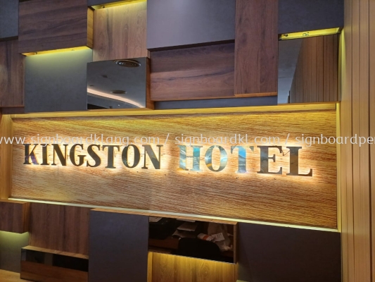 Kingston Hotel Stainless Steel Gold Mirror Box Up 3D LED Backlit Lettering Signage At KL 