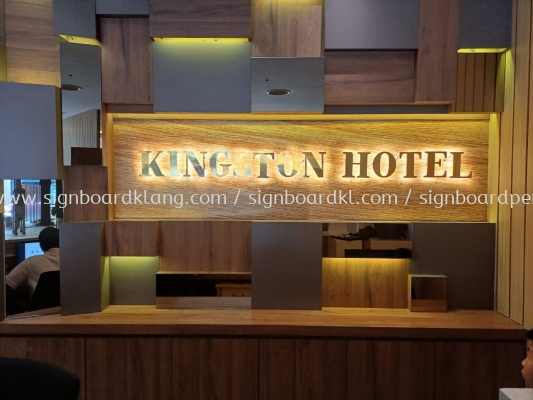 Kingston Hotel Stainless Steel Gold Mirror Box Up 3D LED Backlit Lettering Signage At KL 