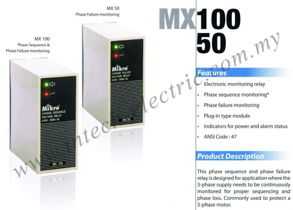 MIKRO MX100-400 3-PHASE SEQUENCE VOLTAGE RELAY Mikro  Protection Relay