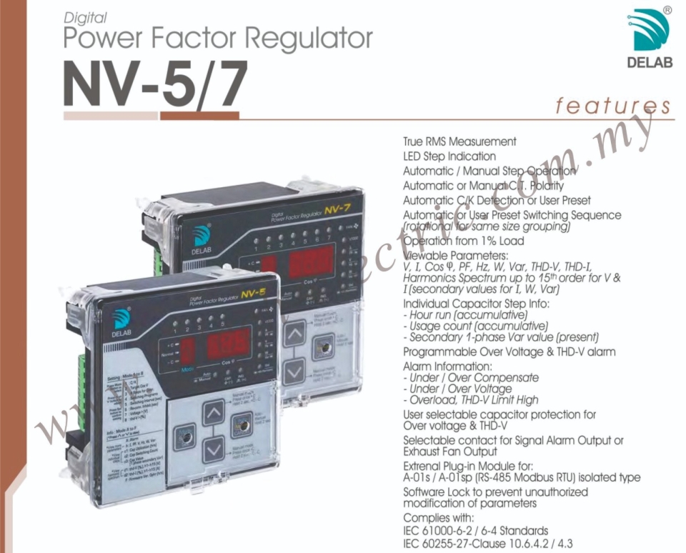 NV5/7 Digital Power Factor Regulator Delab Protection Relay