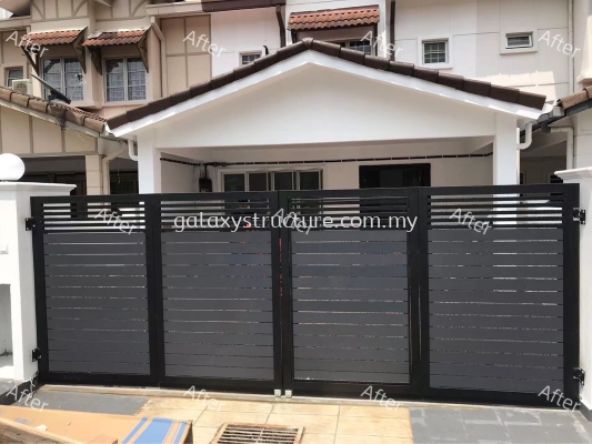 Before and After Done: 1) To Fabrication, Supply and Install Powder Coated Mild Steel Galvanized New Folding Gate with Aluminium Plate 2) To Supply and Install Autogate Motor System - Subang Jaya 