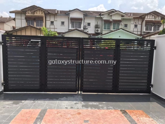 Before and After Done: 1) To Fabrication, Supply and Install Powder Coated Mild Steel Galvanized New Folding Gate with Aluminium Plate 2) To Supply and Install Autogate Motor System - Subang Jaya 