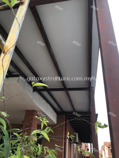 Before and After Job Done: 1) To Dismantle Old Polycarbonate Panel, Supply Install New Acp and Accessories- Shah Alam 