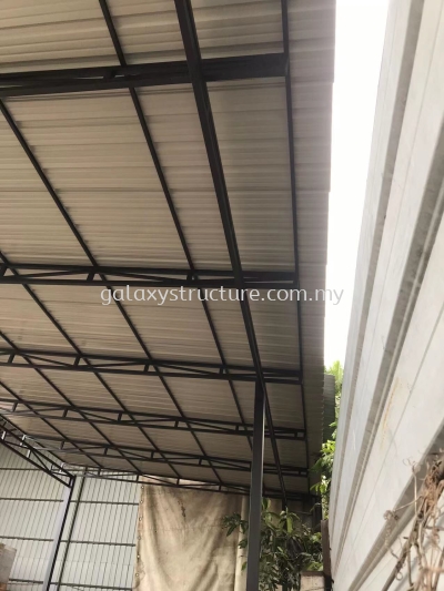 Before and After Job Done: To Fabrication, Supply and Install Factory Awning Metal Deck Paint - Telok Gong