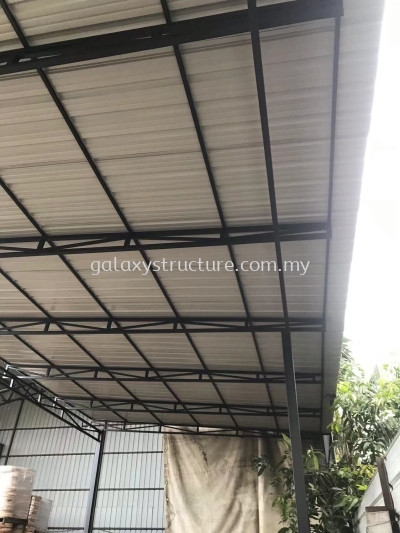 Before and After Job Done: To Fabrication, Supply and Install Factory Awning Metal Deck Paint - Telok Gong