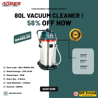 ARGES 80L Wet and Dry Vacuum Cleaner (HKV-300GS-80)