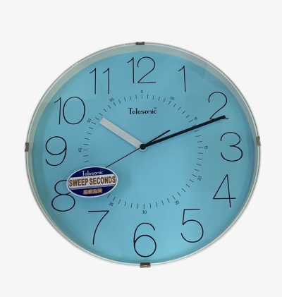 Telesonic Blue Dial White Plastic Case Sweep Movement Wall Clock Q0732