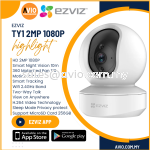 Ezviz 2MP 2 Megapixel PT Wifi Wi-Fi Wireless CCTV Camera Motion Detect Two Way Talk Night Vision MicroSD Slo TY1 2MP