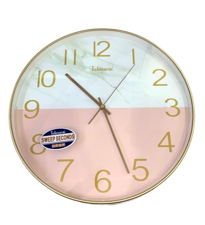 Telesonic Dual Colour Dial Gold Plastic Case Quartz Movement Wall Clock Q0736-7