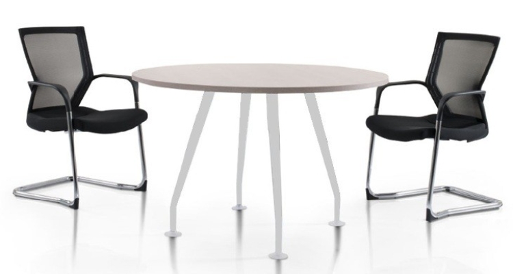 Round discussion table with ixia metal leg