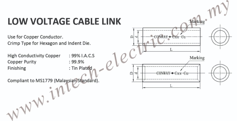 Low Voltage Cable Link Copper Aluminium Cable Link Cable Link