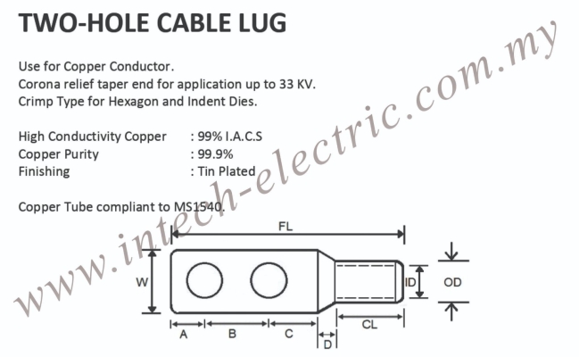 Two-hole Cable Lug 