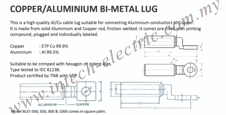 Copper Aluminium BI-Metal Lug 