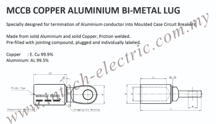 MCCB Copper Aluminium BI-Metal Lug 