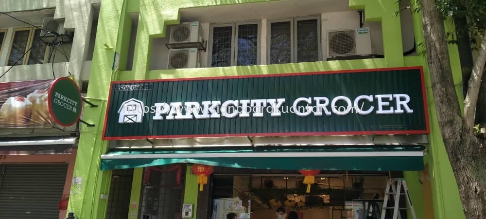 PARKCITY GROCER ALUMINIUM PANEL 3D BOX UP FRONTLIT- BACKLIT LETTERING SIGNAGE AT LIPIS PAHANG