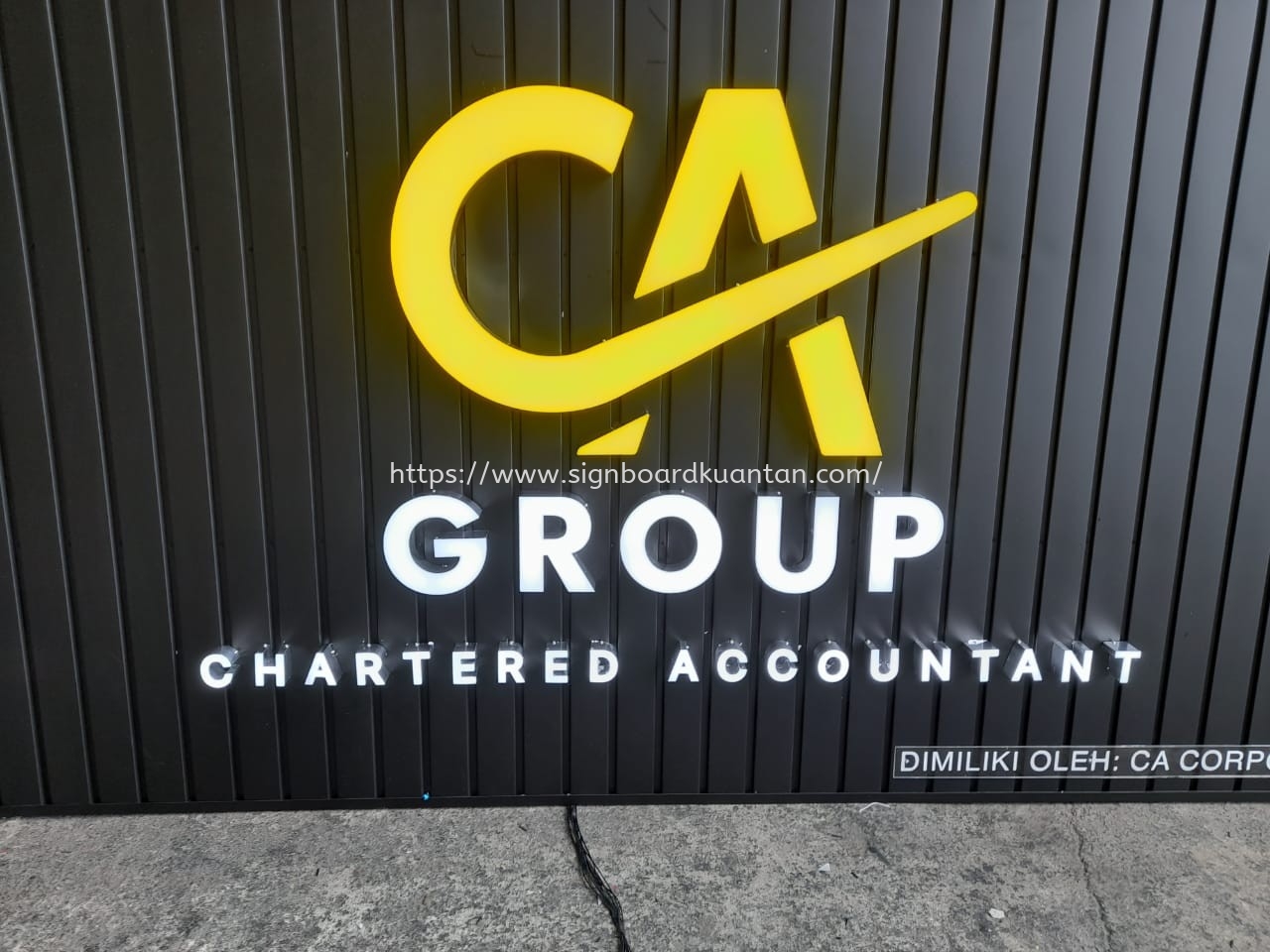 CA GROUP ALUMINIUM PANEL 3D BOX UP FRONTLIT- BACKLIT LETTERING SIGNAGE AT BUTTERWORTH PENANG