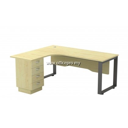 L Shape Superior Compact Table C/W Square Leg & Fixed Pedestal 4D｜Office Table Puchong IPSQWL/SQML-4D