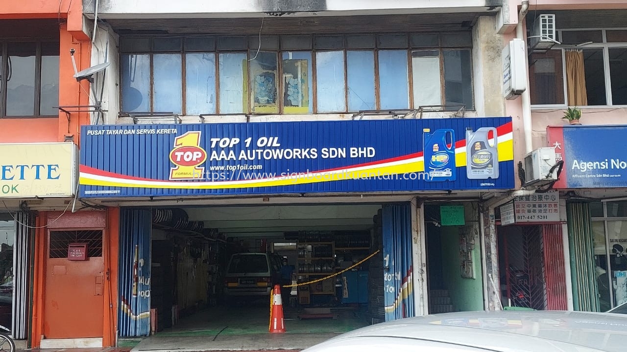 TOP 1OIL AAA AUTOWORKS SDN BHD ALUMINIUM PANEL 3D BOX UP LETTERING WITHOUT LED AT KUANTAN PAHANG