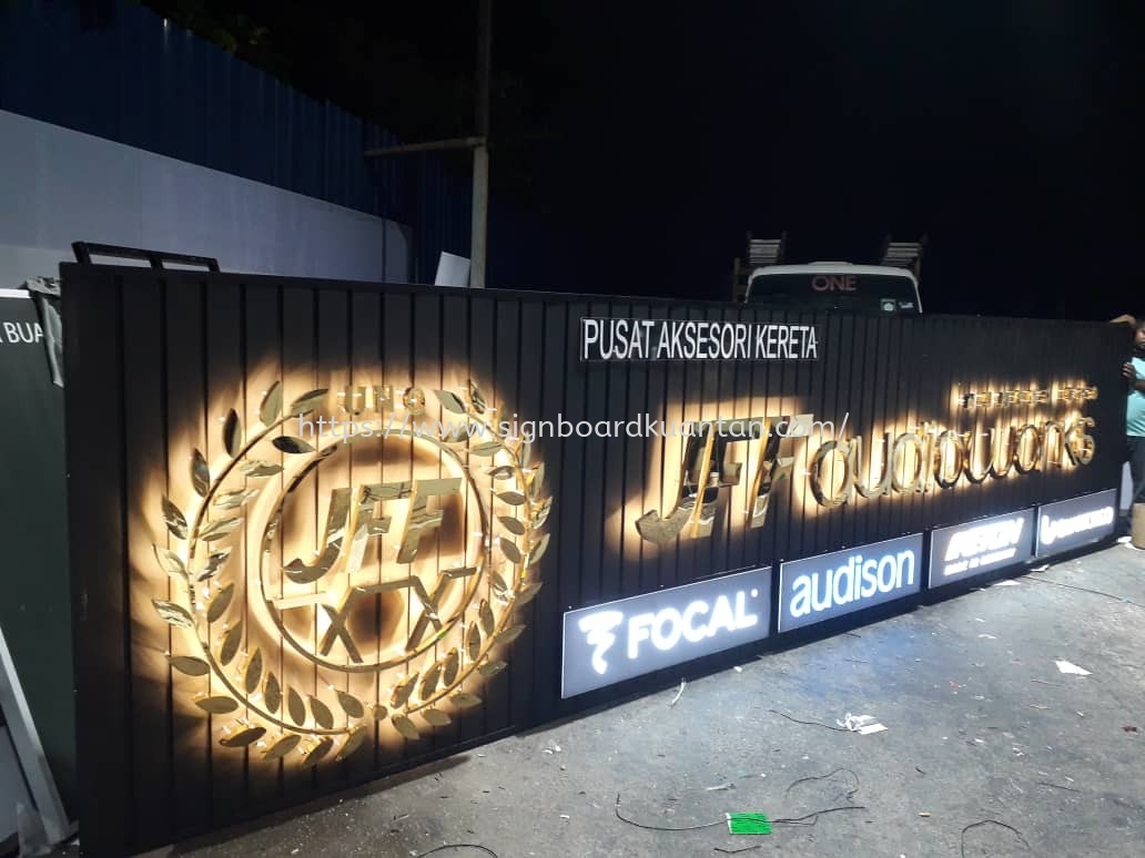 JFF AUDIOWORKS ALUMINIUM PANEL 3D BOX UP STAINLESS STEEL LETTERING SIGNAGE AT IPOH PERAK