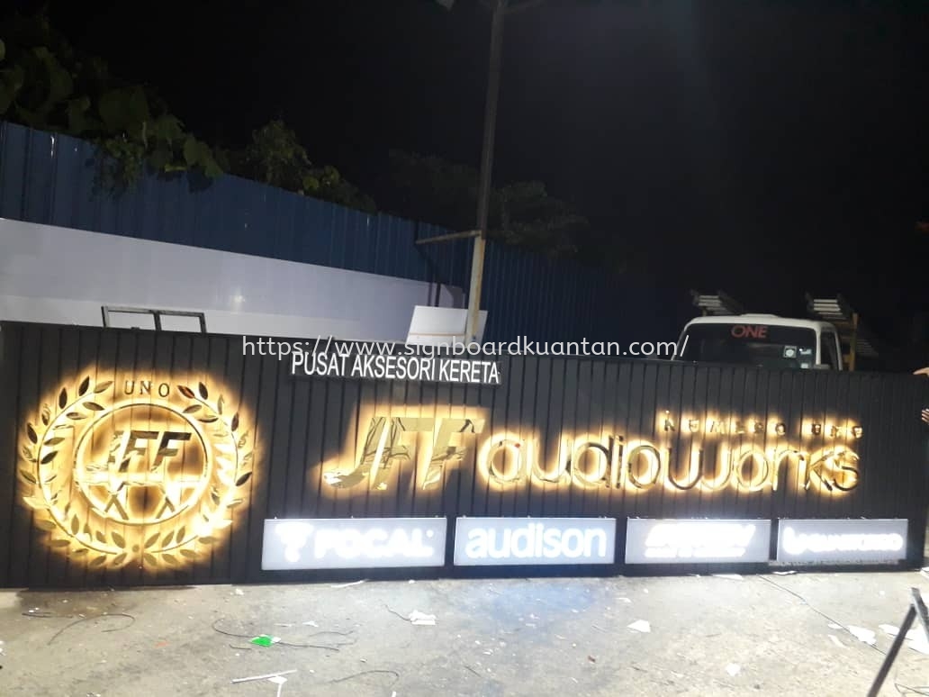 JFF AUDIOWORKS ALUMINIUM PANEL 3D BOX UP STAINLESS STEEL LETTERING SIGNAGE AT IPOH PERAK