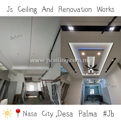 Cornice Ceiling Design #Desa Palma #Jb #Living Hall & Dining Area #Included. Wiring #And Installation #Free On-Site Quotation #Free On- Site Measurement 