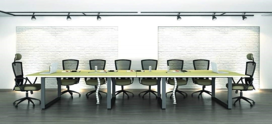 Long conference table with Square metal leg for 14 pax to 16 pax