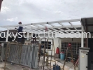 Progress Before and After Done: 1)To Demolish All Old Awning 2)To Washing, Repair Plaster Cement the Hole Wall and Waterproofing 3)To Fabrication, Supply and Install New Pergola Acp Awning Paint - Klang Panel Komposit Aluminium