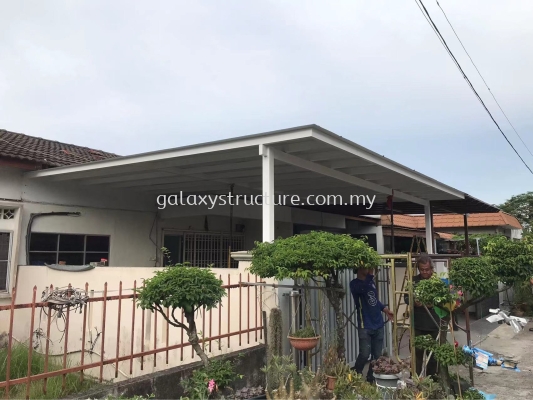 Progress Before and After Done: 1)To Demolish All Old Awning 2)To Washing, Repair Plaster Cement the Hole Wall and Waterproofing 3)To Fabrication, Supply and Install New Pergola Acp Awning Paint - Klang