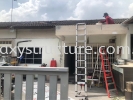 Progress Before and After Done: 1)To Demolish All Old Awning 2)To Washing, Repair Plaster Cement the Hole Wall and Waterproofing 3)To Fabrication, Supply and Install New Pergola Acp Awning Paint - Klang Panel Komposit Aluminium