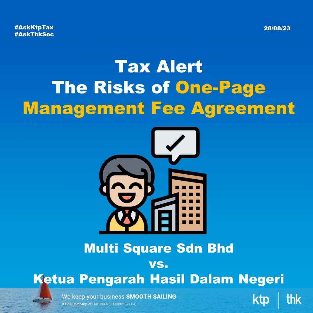 Tax Alert: The Risks of One-Page Management Fee Agreement