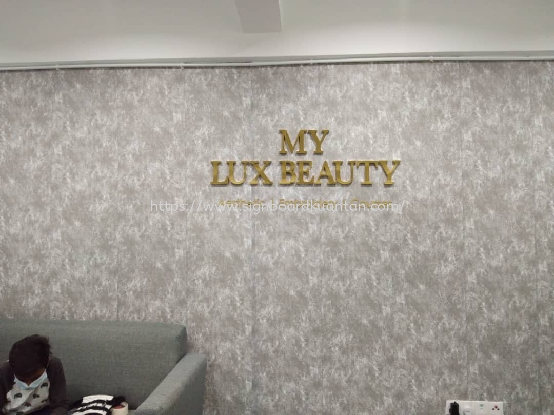 MY LUX BEAUTY INDOOR 3D BOX UP STAINLESS STEEL LETTERING WITHOUT LED AT KUANTAN PAHANG MALAYSIA