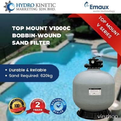 EMAUX V1000C FIBERGLASS TOP MOUNT SAND FILTER 40 DIA 2.5 MPV -0.79m2 For Swimming Pool