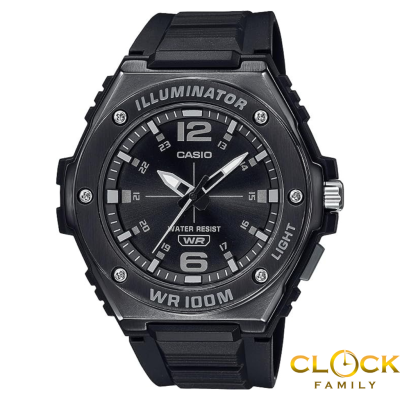 Casio Full Black Resin And Stainless Steel Case Resin Band Analog Men Watch MWA-100HB-1A