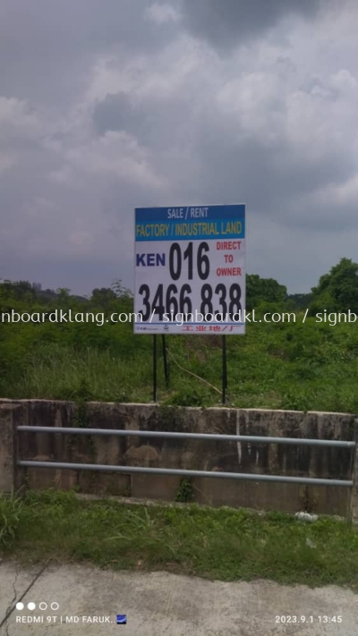 Road Side Industrial Land Rental G.I Metal Signage