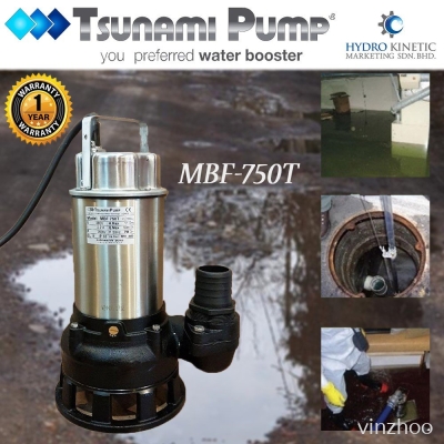 TSUNAMI MBF-7500T SEWAGE SUBMERSIBLE PUMP (0.75kW/ 1HP / 415V / 50Hz)- THREE PHASE