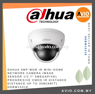 DAHUA 5MP WDR IR MINI-DOME NETWORK CAMERA Image Sensor 1/2.7 5Megapixel progresive CMOS HDBW1531E