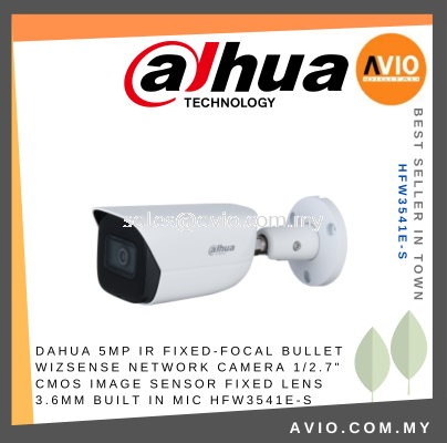 DAHUA 5MP IR FIXED-FOCAL BULLET WIZSENSE NETWORK CAMERA 1/2.7" CMOS image sensor Fixed lens 3.6mm Built in Mic HFW3541E-S-S2