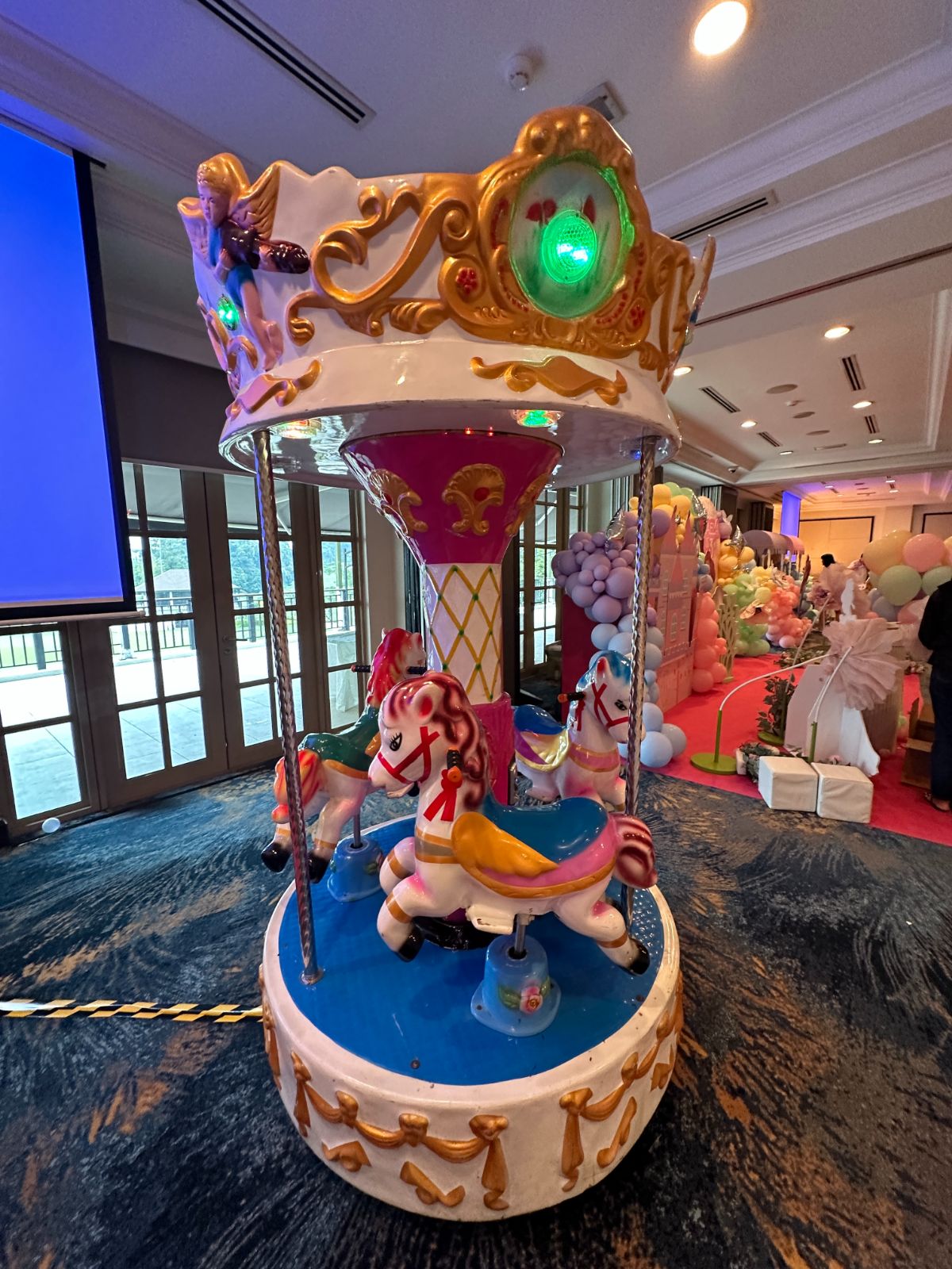 🎉 Thank you for the customer's support: A birthday celebration that's as cute as a 3 SEATS MINI CAROUSEL HORSE