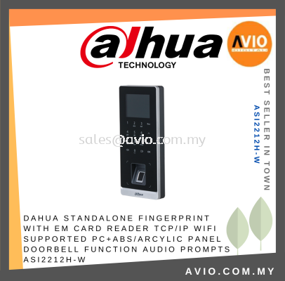 DAHUA STANDALONE FINGERPRINT WITH EM CARD READER TCP/IP WIFI SUPPORTED PC+ABS/arcylic panel Doorbell function ASI2212H-W