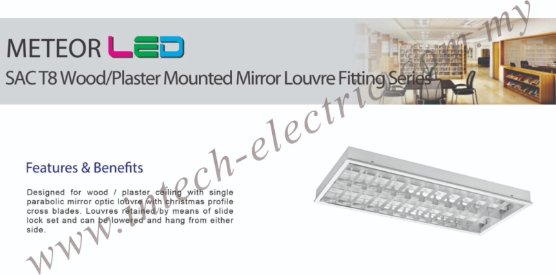 SAC T8 Mirror Louvre Fitting - Wood_Plaster Mounted