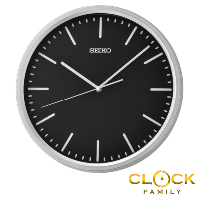 Seiko Metallic Silver Color Plastic Case Black Dial Quartz Movement Wall Clock QHA009S
